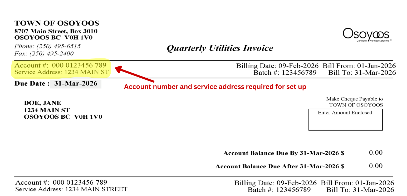 Sample Utility Bill for Neptune my360 Sign up
