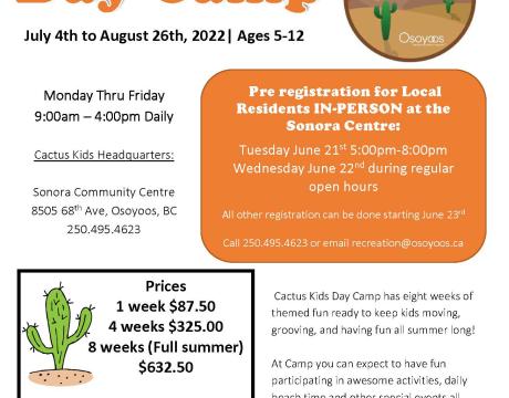 Cactus Kids Day Camp registration dates, costs and location. 