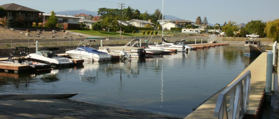 Boats parked in marina